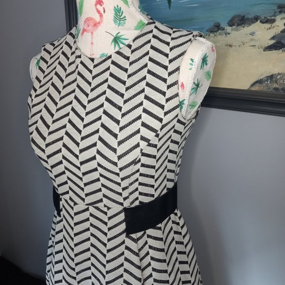 ASOS Dresses & Skirts - ASOS knee length black and white chevron stretch dress (Size 8)